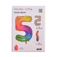 Globo foil multicolor número 5 86cm