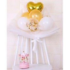 Set de globos blanco oro confeti 16pcs