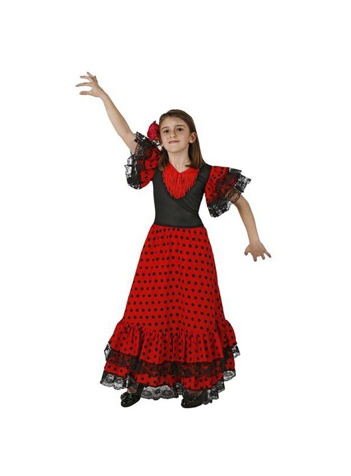 himno Nacional Oral Rizado Disfraz de bailadora flamenca sevillana para fiestas y Carnaval.