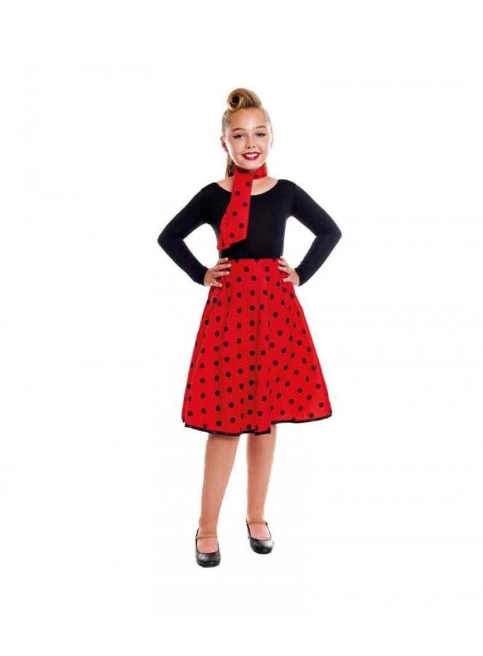 Falda de años 50 infantil roja - Happy Party Stores.com